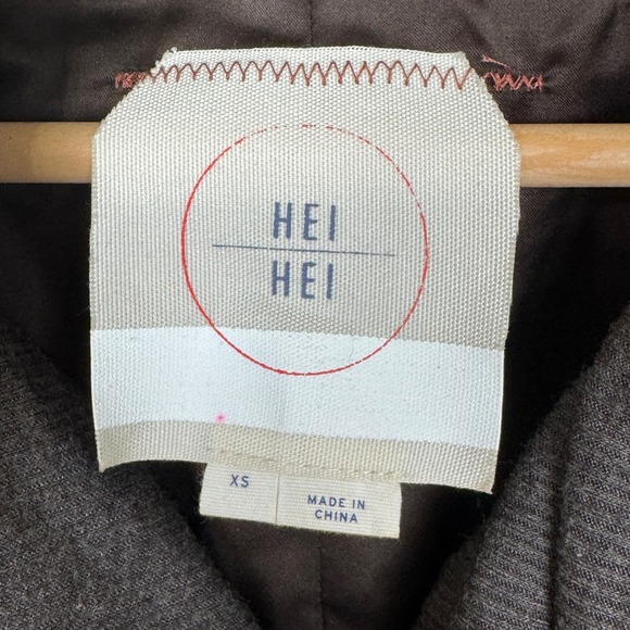 Anthropologie HEI HEI Brown Faux Leather Waterfall Drape Collar Biker Jacket XS - Picture 5 of 10